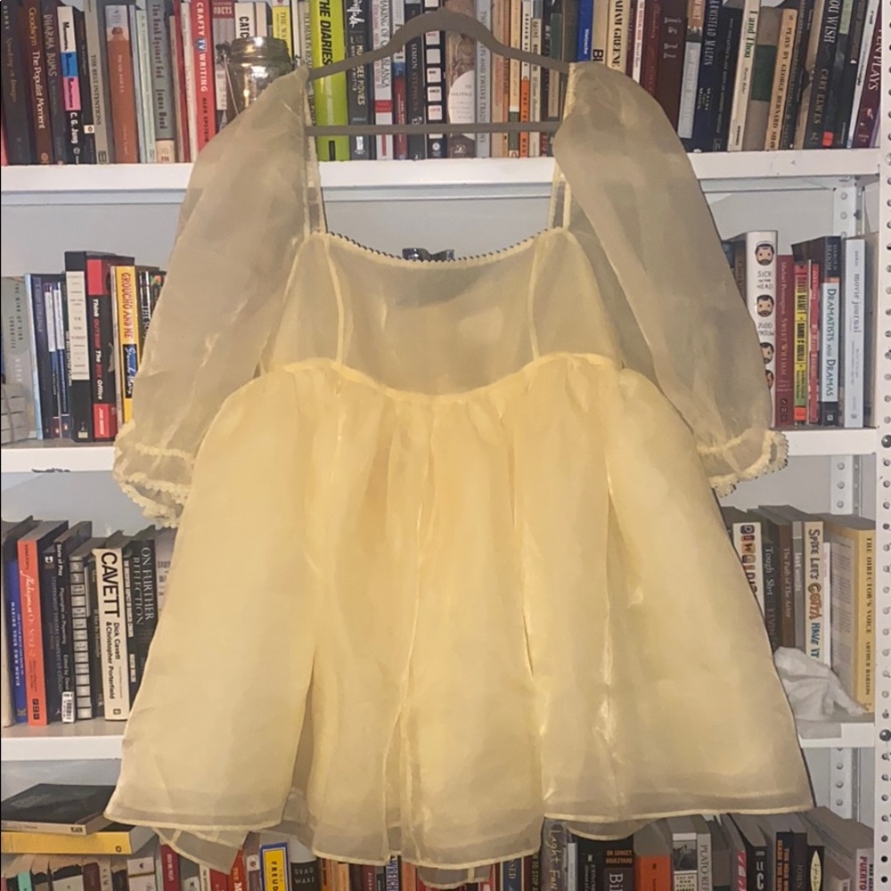Selkie Banana Yellow Sheer Dress, Size 16